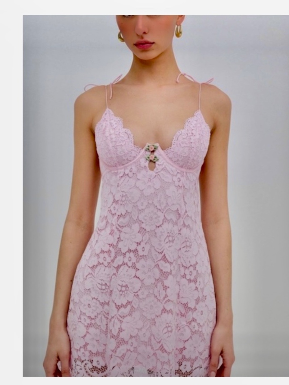 For Love &  Lemons Creamsicle Lace Mini Slip Dress -Pink-M-NWT